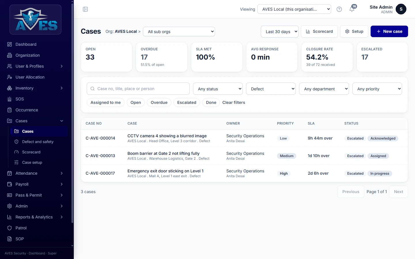 Defect and safety reports with follow-up – AVES Safety, Compliance & Drills