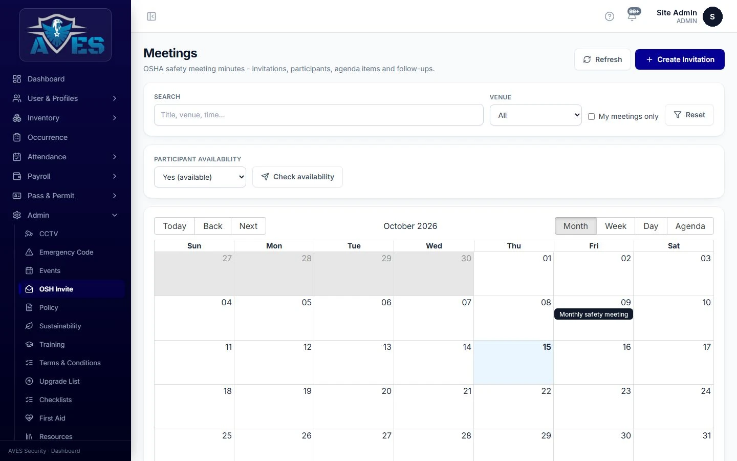 Security operations calendar – AVES Meetings, Events & Calendar