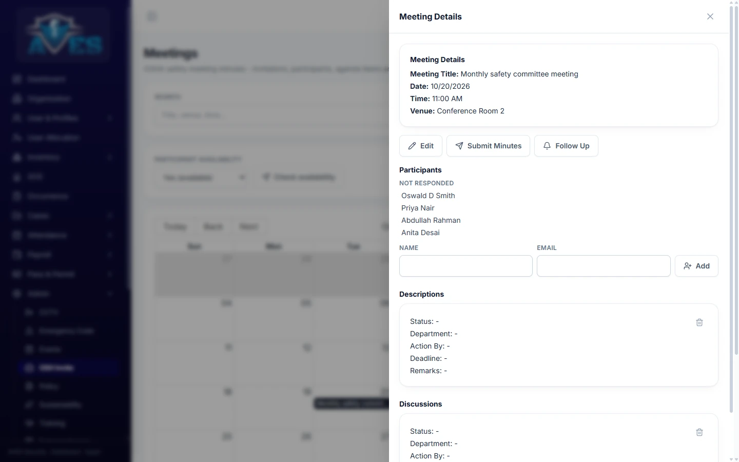 Meeting minutes and follow-up tasks – AVES Meetings, Events & Calendar