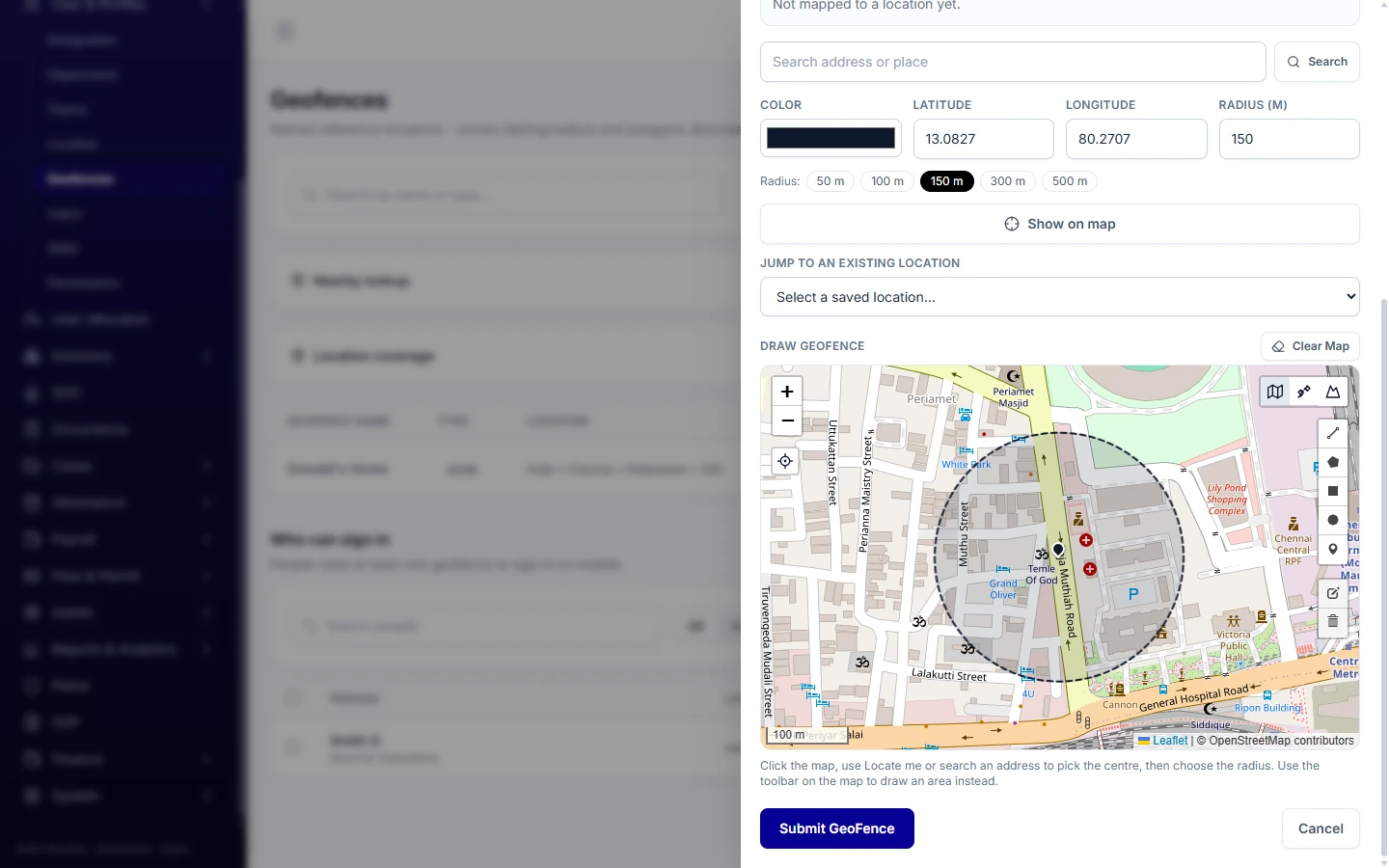 Drawing a site geofence on the map – AVES Locations & Geofencing