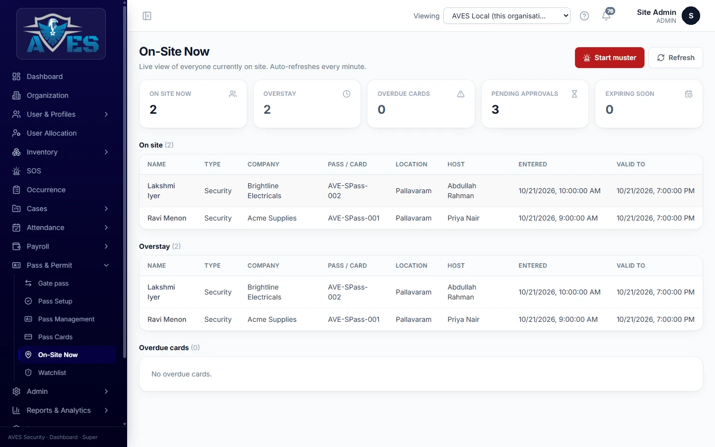 Visitor and access records – AVES Visitor & Access Management